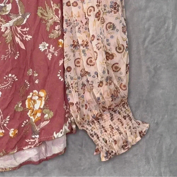 Shop the Mint Making Moves Mauve Pink Floral Print Chiffon Blouse Sz M - Picture 7 of 16